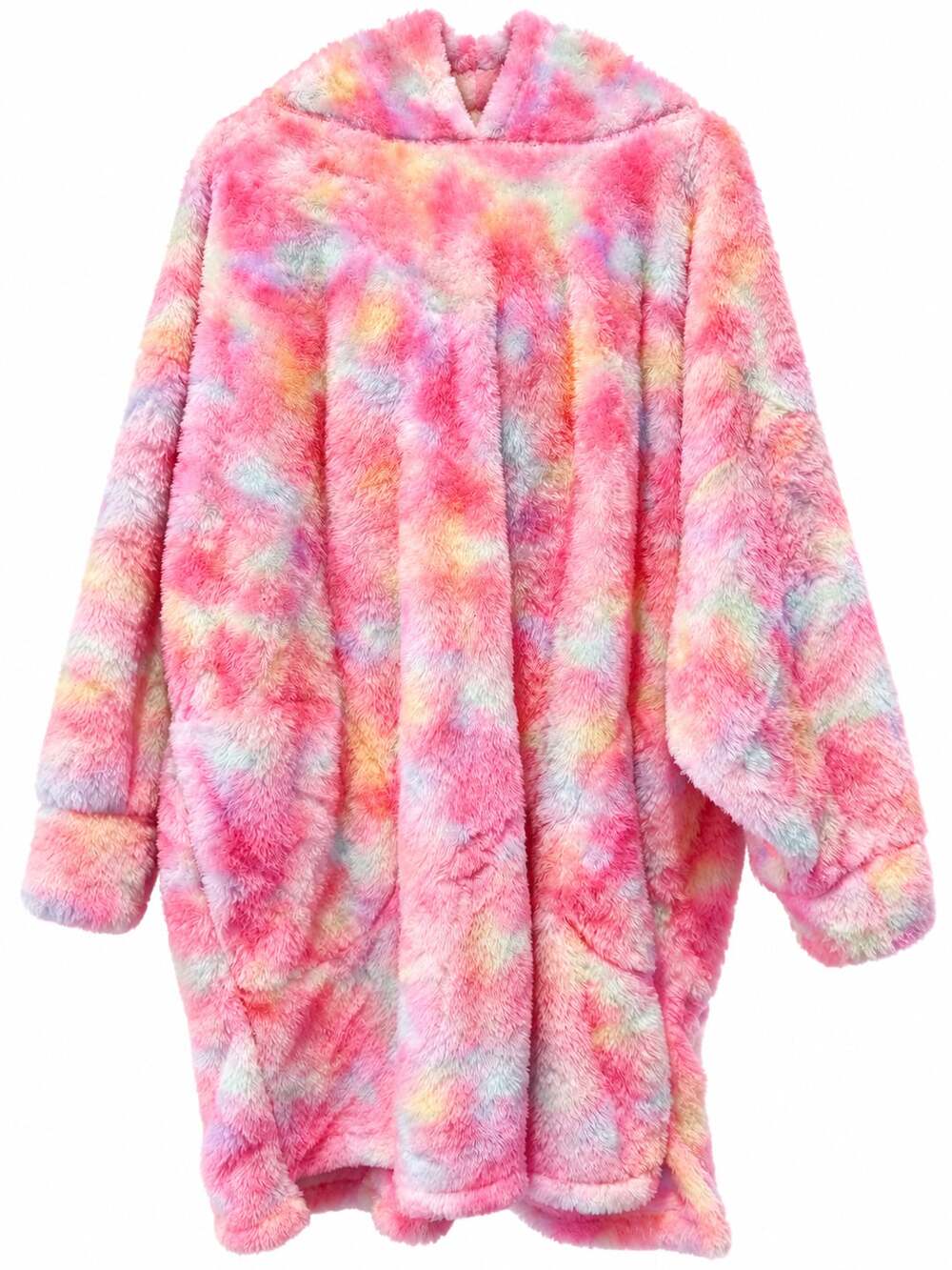 Justice Believe in Magic Plush Hooded Wearable Blanket Poncho One Size Tie Dye